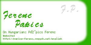 ferenc papics business card